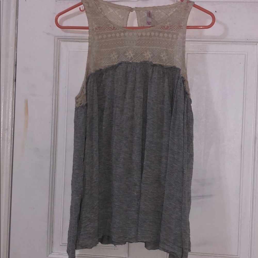 Grey & Ivory Lace Shirt